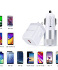 Heavy Duty Fast Charging Gear Featuring Quick Charge 3.0 Wall Plug And Snappy Car Adapter Plus Two Beefy Braided Usb C Cables