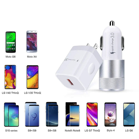 Heavy Duty Fast Charging Gear Featuring Quick Charge 3.0 Wall Plug And Snappy Car Adapter Plus Two Beefy Braided Usb C Cables