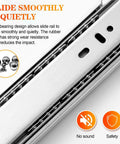 Close-up of Pair Of 3-Section Soft Close Full Extension Ball Bearing Side Mount Drawer Slides 100 LB Capacity 20 Inch Length Smooth Glide