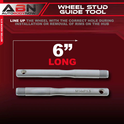 Wheel Hanger Pin Set Two Pack M14 x P1.5 Wheel Stud Alignment Guide Pins shown at 6 inches long on red background