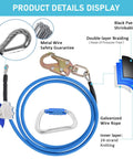 Diagram of Blue Steel Core Flip Line Kit For Tree Climbers With Double Lock Carabiner Adjuster; details include materials and features