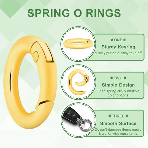Gold spring O-ring showcasing sturdy keyring, simple design, and smooth surface for keychains and accessories.