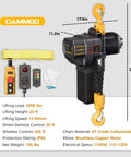 Shop Ready Electric Chain Hoist With 2200 Lb Capacity, 20 Ft Lift Height, 492 Ft Wireless Remote Range, DT Carburized Chain
