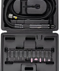 Air Pencil Grinder Kit With One Eighth Inch Collet 60,000 RPM Inline Rear Exhaust Includes Five Mounted Points And Five Carbide Burrs TPU Grip Low Vibration Oversized Speed Control Knob For Fine Detailing Deburring And Precision Shaping in case