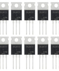 IRLB8721N N Channel MOSFET Power Transistor Pack Of 10, 30V 62A High Current, Fast Switching, 65W Dissipation, TO220 Package, Rugged And Beefy, Ideal For DIY Power Projects, Motor Controllers And High Drain Gear, shown with 10 TO-220 transistors