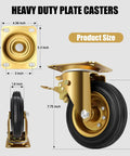 Heavy Duty 6 Inch Casters Set Of 4 With Dual Locking Brakes showing dimensions and design for tool carts.
