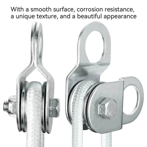 Open Cable Pulley Block With Built-In Bearings For Smooth Lifting, Dual-Sided Opening Design For Easy Rope Insertion, 32mm steel pulley with rope