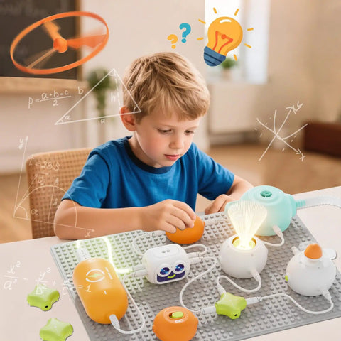 Child using Hands On Science Kit For Kids With 448 Plus Circuit Projects Educational Electronics Toys at home