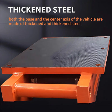 Rock Solid Heavy Duty Crawler Machinery Skates With Alloy Steel Wheels And Straight Traction For Moving I Beams Channel Steel Plates And Industrial Equipment Built Tough To Shift Hefty Loads Without A Sweat, showcasing thickened steel base and durable design.