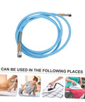 High Pressure Steam Hose Replacement for Irons and Steam Cleaners, lightweight, Sky-blue color, heat resistant, multiple uses shown