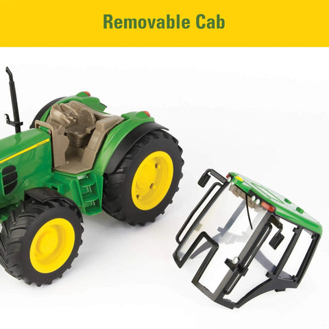 1/16 Scale Farm Tractor With Wagon Toy For Kids showing removable cab feature for imaginative play.
