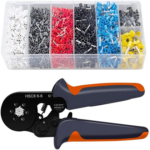 High Performance Self Ratcheting Crimpers Tool For Heat Shrink Terminals Modular Design For Voice Data Applications Stripper with colorful connectors.
