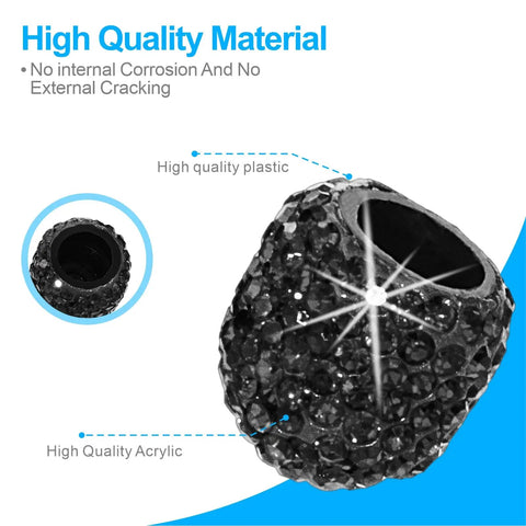 Dope Black Crystal Rhinestone Handmade Tire Valve Stem Caps 4 Pack Durable Easy Install Car Accessory For Stylish Rims And Wheels