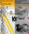 Comparison of Built Different Adjustable Aluminum Resistance Band Wall Anchor with self-locking design vs snap-buckle system.