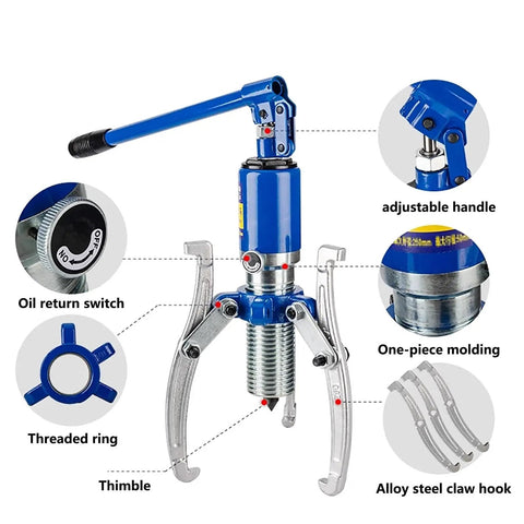 Heavy Duty Hydraulic Gear Puller 10 Ton 22000 Lbs Capacity with adjustable handle for extracting stubborn hubs and gears.