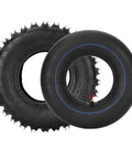 4.10/3.50-6 Inner Tube With TR87 Bent Valve Stem For Go Karts and Lawn Mowers, black rubber tube with valve visible.