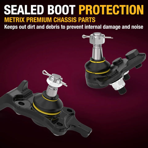 Premium Ball Joint Kit For Chevy Equinox 2010 To 2017 And GMC Terrain 2010 To 2017 Front Lower 2 Pack Beefy Steel Construction With Cotter Pins OEM Plus Fit, sealed boot