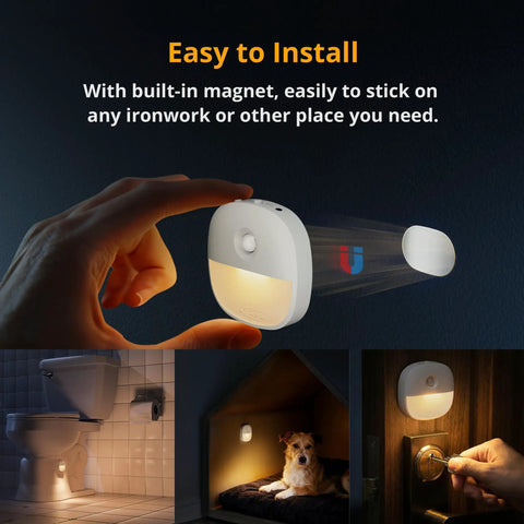Must Have Rechargeable Motion Sensor Night Light Stick On LED Light USB Powered Dimmable 1 To 20 Lm with magnetic installation