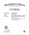 Patent document from the United States Patent and Trademark Office with registration number 6,368,858 and trademark CZXJKKL.