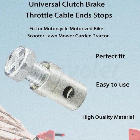 Universal Clutch Brake Throttle Cable Ends And Stops One Eighth Inch Cable Clamps in stainless steel, close-up view.