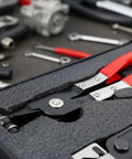 Top Notch Hose Clamp Pliers Set For Car Repair Pros, Heavy Duty Alloy Clamp Remover With Grip Handles And Carry Bag For Home Garage And Auto Work, Totally Cool Tool Kit red-handled pliers in foam case