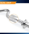 Close-up of Triceps And Biceps Combo Curl Bar For 1 Inch Weight Plates with knurl grip and secure plate threads