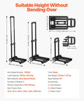 Foldable Hand Truck For Quick Moves 110 Lb Load Capacity Collapsible Luggage Cart With 2 Wheels And Elastic Rope Handy Dolly dimensions