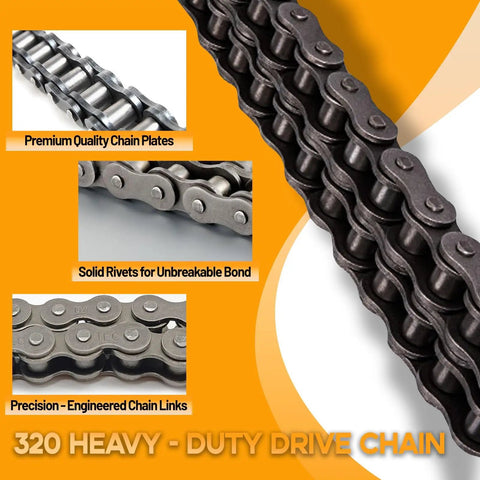 Go Kart Drive Chain 420 32 Links Replacement For Coleman KT196 CK196 196cc with high strength steel and precision chain links.
