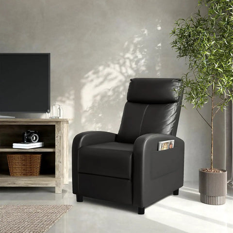 Comfy Leather Recliner Chair With Lumbar Support For Home Theater And Living Room, Adjustable 90 To 180 Degree Recline