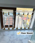 Acrylic Staircase Spindles Bundle With Killer Clear Bubble Design And Top Shelf Steel Hardware For Super Easy Indoor Outdoor Railing Install Includes Twenty Pieces And All Necessary Parts, floor-mounted spindles with gold hardware and clear acrylic.