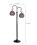 Castillo Outdoor Floor Lamp With Oil Rubbed Bronze Highlight Finish, Rustic Vibe Backyard Lighting, Dual Suspended Woven Rattan Shades