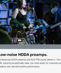 Band performing with 4 Channel Field Recorder with 32Bit Float and USB C Audio Interface visible in the foreground.