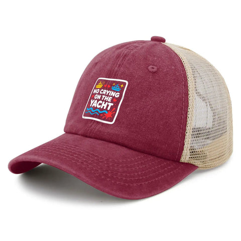 Lightweight Washed Cotton Trucker Hat For Women And Girls Deep Rose Adjustable Strap Dad Cap with front patch detail