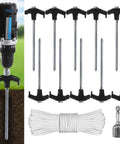 Drillable Garden Shed Stakes With Bonus Adapter And Tie Downs Built Tough Pro Grade Powder Coated Steel Ground Anchors displayed
