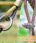 40 Piece One Eighth Inch Wire Cable Clamps Kit With M3 Rope Clips And Stainless Steel Thimbles for 1/8 wire, rigging shown in use