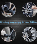 Multi-use demonstration of Beefy 21 Piece Three Quarter Inch Drive Jumbo Impact Socket Set on vehicle wheels