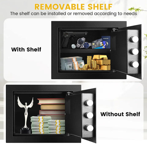 Heavy Duty Home Drop Safe Box With Waterproof And Fireproof Steel Build Digital Lock And Included Waterproof Bag, open with items inside.