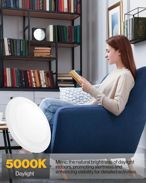 12 Pack 5 To 6 Inch LED Disk Lights For Ceiling Flush Mount Recessed Can Lighting 1050 Lumens 5000K Daylight in room
