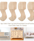 Set Of 4 Hand Carved Solid Wood Furniture Legs For Coffee Table Sofa And TV Cabinet, Rubber Wood With Natural Rustic Grain Finish.