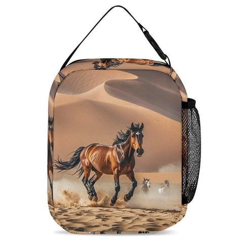 Insulated Lunch Bag With Large Capacity Cooler Tote for Work Office Grab and Go Picnics Beach and Camping Leakproof design with horses running