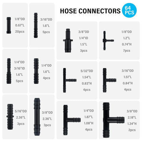 All In One Vacuum Line Kit With Six Five Foot Silicone Hoses In One Eighth To Three Eighth Inch Diameters And 64 Connectors
