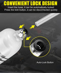 Close-up of the lock mechanism on Knuckle Busting 200Cc Fluid Extractor and Fill Hand Pump Manual Oil Change Syringe, showing auto-lock feature.