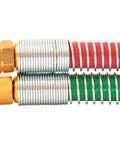 One Quarter Inch Grade T Beefed Up Oxy Acetylene Welding Hose With Type B Fittings, 15 Ft, showing close-up of end fittings