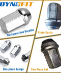 24 Piece Lug Nut Set 14x1.5 For Chevy Ford Ram GMC Fits Silverado Tahoe F150 Wrangler Gladiator Durango Colorado Suburban And More One Piece Chrome Wheel Nuts With Seven Eighths Hex And 60 Degree Conical Seat showing rustproof design