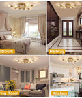 8 Light Modern Sputnik Ceiling Fixture In Gold For Dining Room And Kitchen Semi Flush Mount Industrial Style Dope Chandelier For Living Room And Hallway in various room settings
