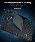 Rock Solid Heavy Duty Rugged Tablet With 10.1 Inch Sunlight Readable Screen Running Windows 11 Pro For Tough Jobsite Tasks Featuring 8Gb Ram Plus 128Gb Storage And Snappy 4G LTE GPS with removable battery access.