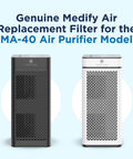Replacement Filter For MA 40 Allergen Smoke Wildfire Dust Odor Pollen Pet Dander 3 In 1 With Pre Filter True HEPA H13 Activated Carbon For 99 Point 9 Percent Removal 2 Pack Easy Swap shown with genuine MA-40 air purifiers.
