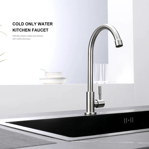 Cold Water Only Kitchen Faucet With Heavy Duty Solid Stainless Steel Construction Built To Last Deck Mount Bar Faucet