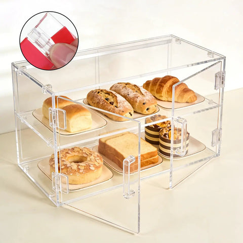 Set Of 16 Clear Self Adhesive Plastic Hinges 35x25mm used on transparent display box with pastries inside