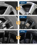 Before and after of wheel scratch repair using Wheel Scratch Repair Kit For Cars Rim Touch Up Paint Pen In Silver
